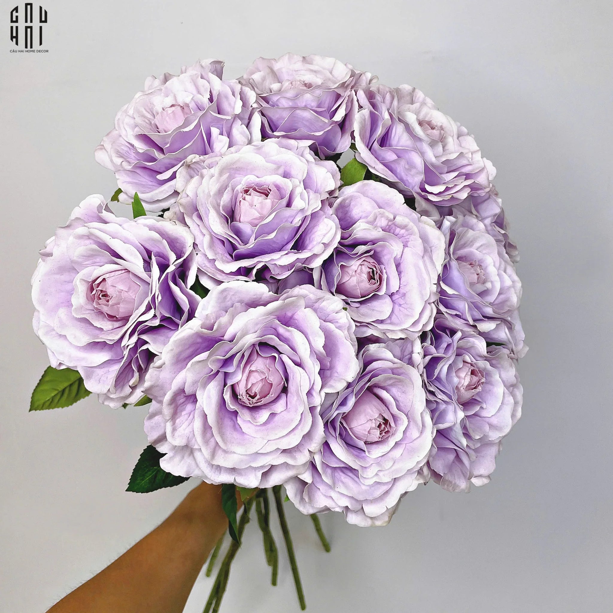 Set 2 Cành Hoa Hồng Ecuador - Tím Nhạt-Hoa Lụa-CẬU HAI HOME DECOR