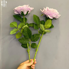 Set 2 Cành Hoa Hồng Ecuador - Tím Nhạt-Hoa Lụa-CẬU HAI HOME DECOR