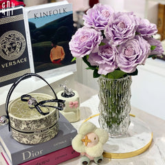 Set 2 Cành Hoa Hồng Ecuador - Tím Nhạt-Hoa Lụa-CẬU HAI HOME DECOR