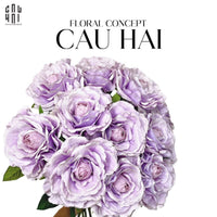 Set 2 Cành Hoa Hồng Ecuador - Tím Nhạt-Hoa Lụa-CẬU HAI HOME DECOR