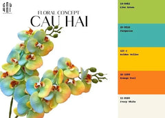 Set 2 Cành Hoa Lan Hồ Điệp - Citrus Turquoise-Hoa Lụa-CẬU HAI HOME DECOR