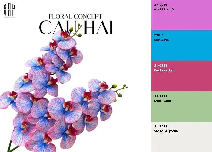 Set 2 Cành Hoa Lan Hồ Điệp - Fuchsia Azure-Hoa Lụa-CẬU HAI HOME DECOR