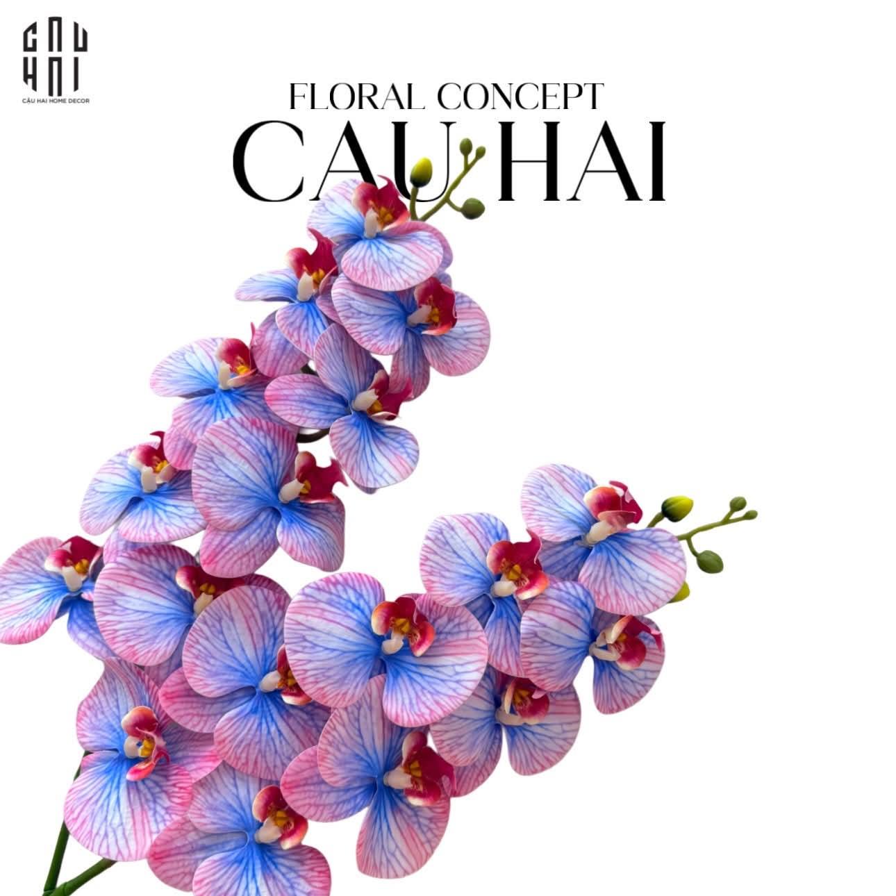Set 2 Cành Hoa Lan Hồ Điệp - Fuchsia Azure-Hoa Lụa-CẬU HAI HOME DECOR