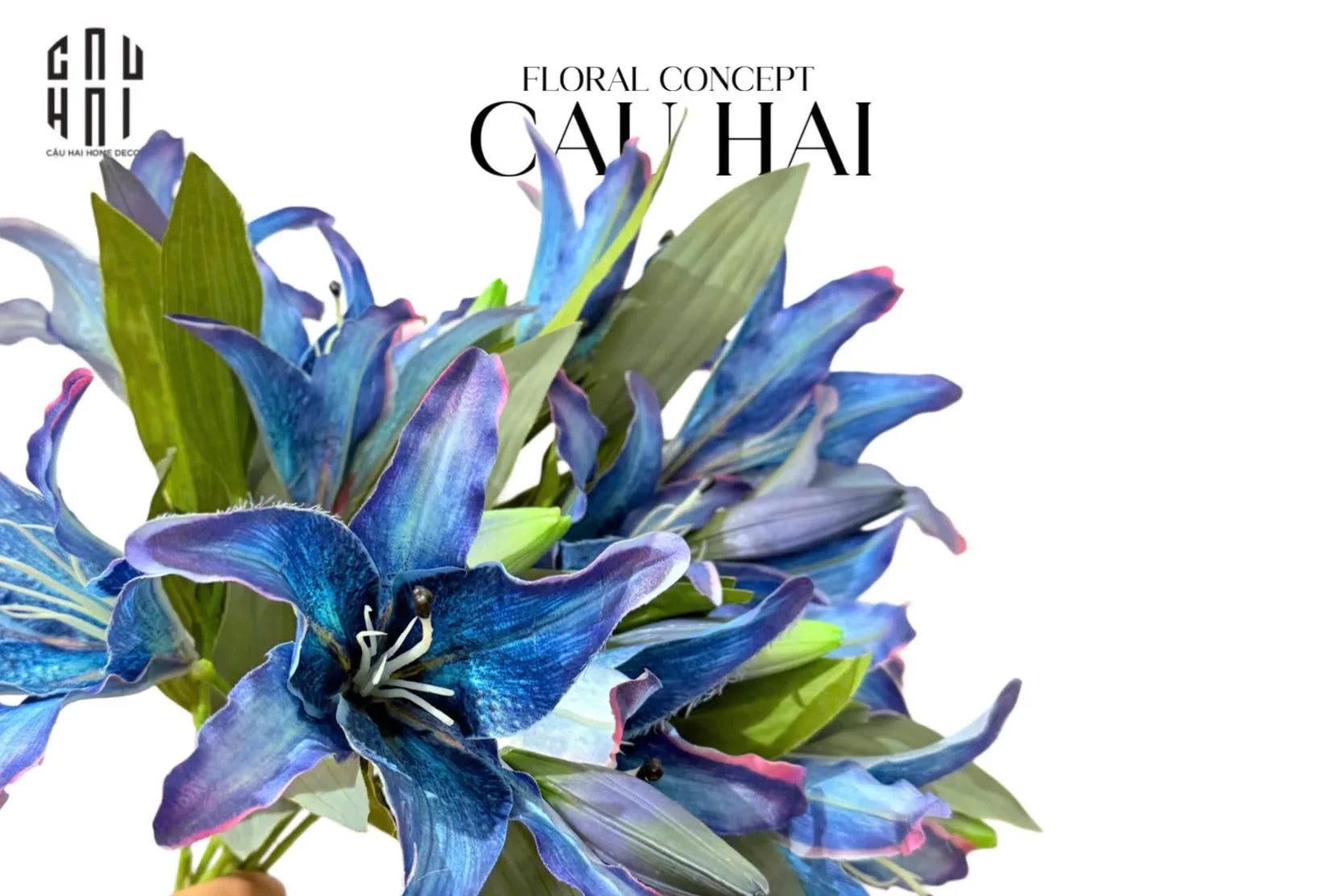 Set 2 Cành Hoa Lily Sayuri - Dark Blue-LY THỦY TINH-CẬU HAI HOME DECOR