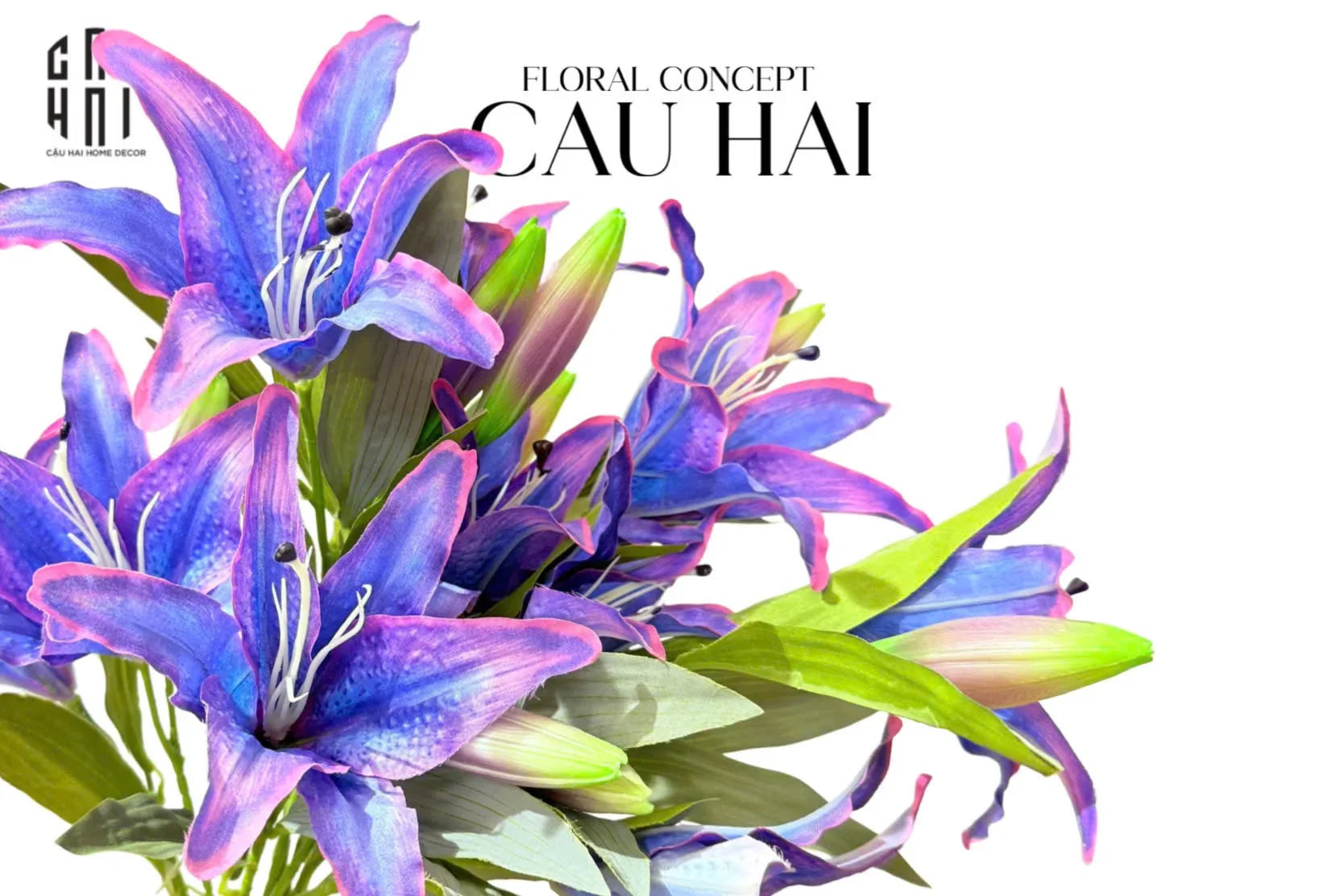 Set 2 Cành Hoa Lily Sayuri - Twilight-LY THỦY TINH-CẬU HAI HOME DECOR