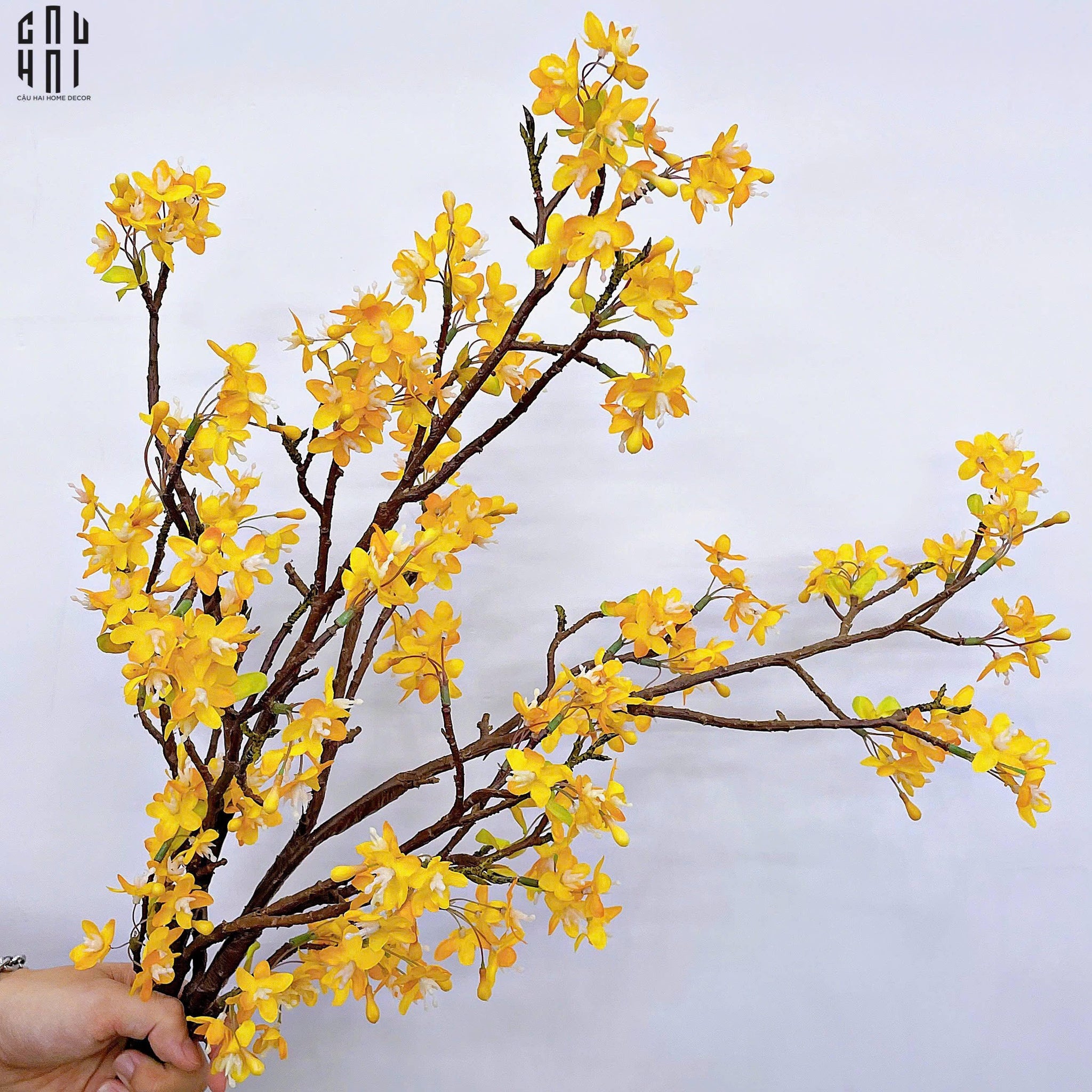 Set 2 Cành Hoa Nhài Forsythia-Hoa Lụa-CẬU HAI HOME DECOR