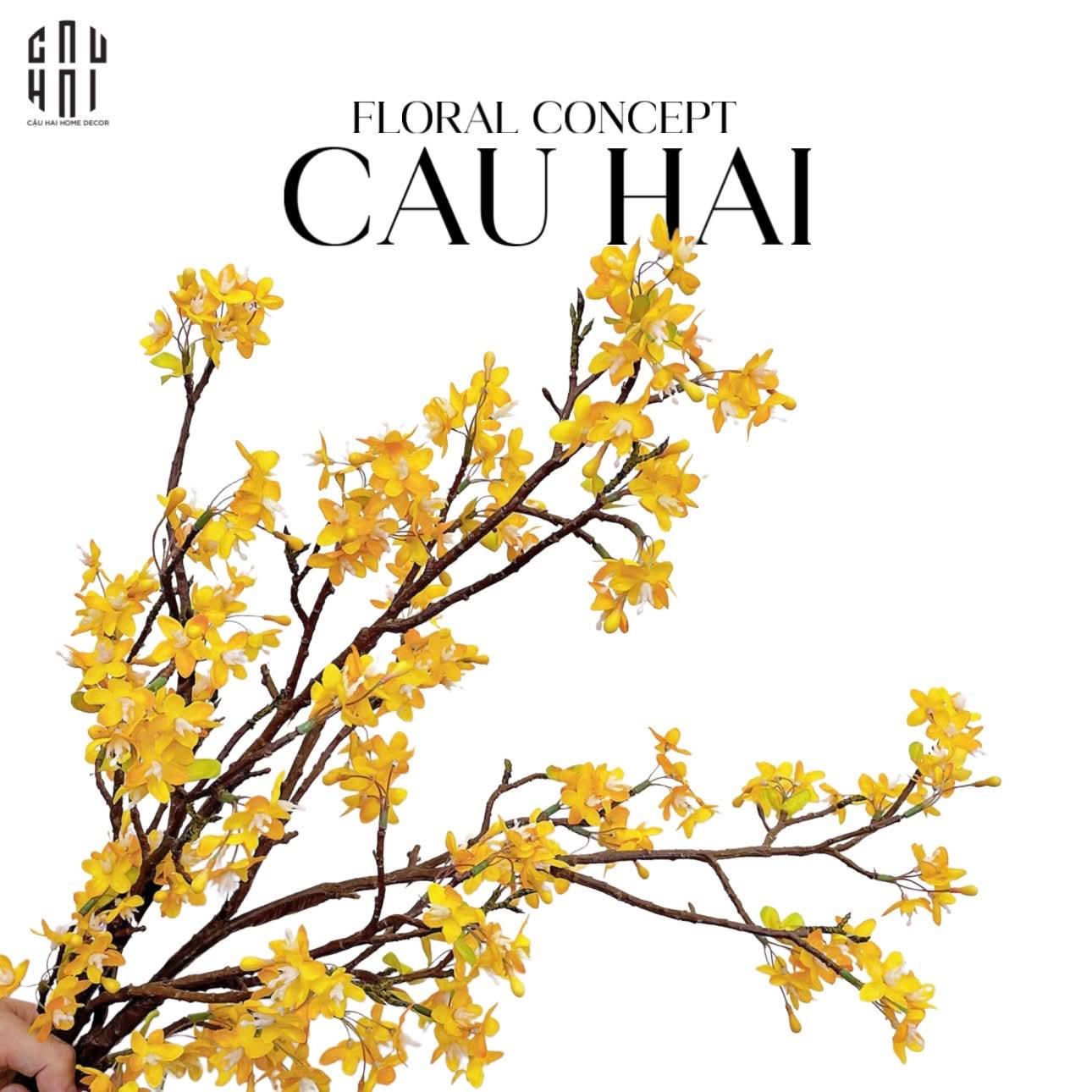 Set 2 Cành Hoa Nhài Forsythia-Hoa Lụa-CẬU HAI HOME DECOR