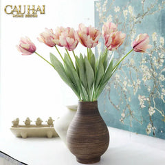 Set 2 Cành Hoa Parrot Tulip Powder Pink / Fuchsia-Hoa Lụa-CẬU HAI HOME DECOR