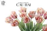 Set 2 Cành Hoa Parrot Tulip Powder Pink / Fuchsia-Hoa Lụa-CẬU HAI HOME DECOR