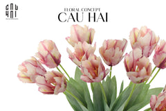 Set 2 Cành Hoa Parrot Tulip Powder Pink / Fuchsia-Hoa Lụa-CẬU HAI HOME DECOR