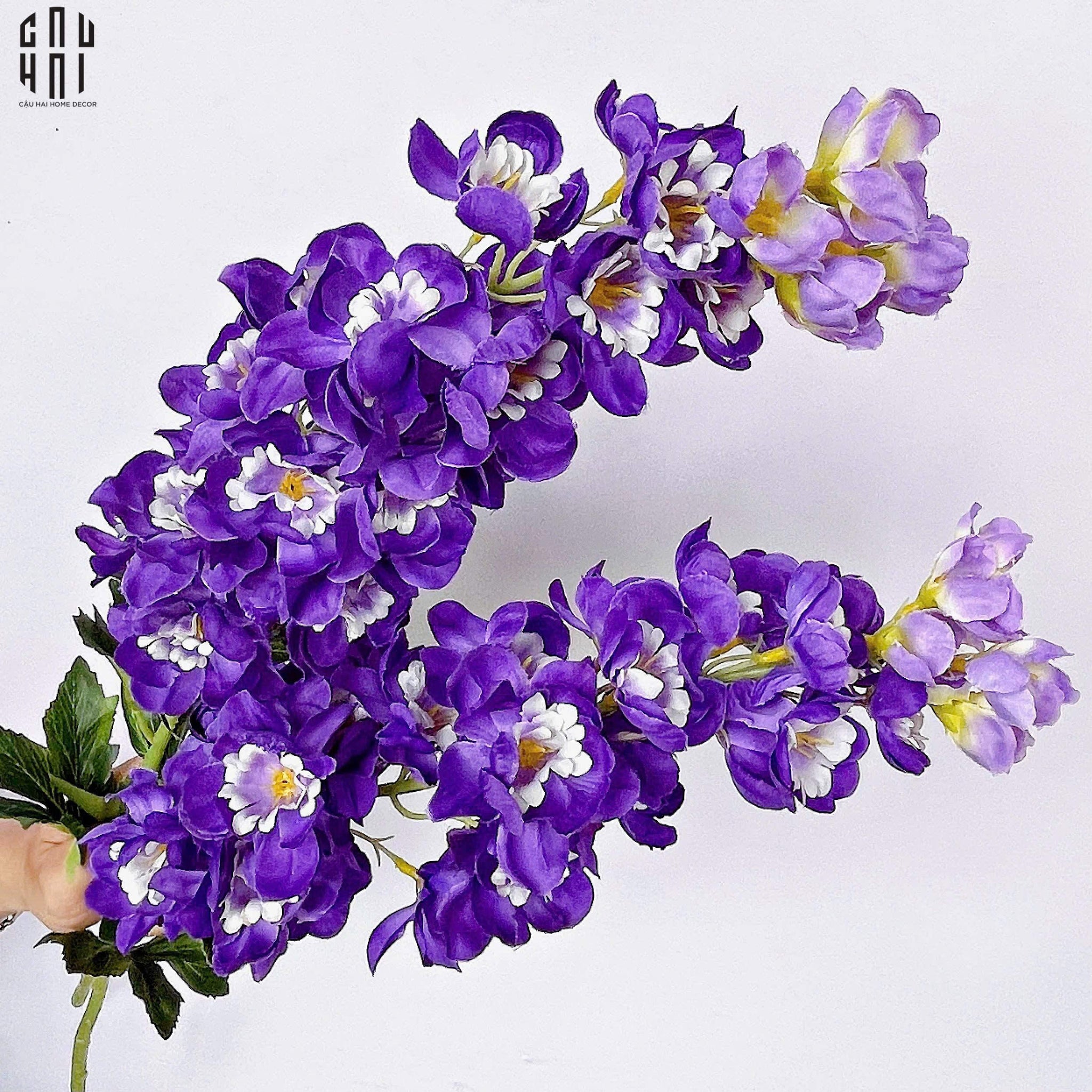 Set 2 Cành Hoa Phi Yến - Delphinium - Tím-Hoa Lụa-CẬU HAI HOME DECOR
