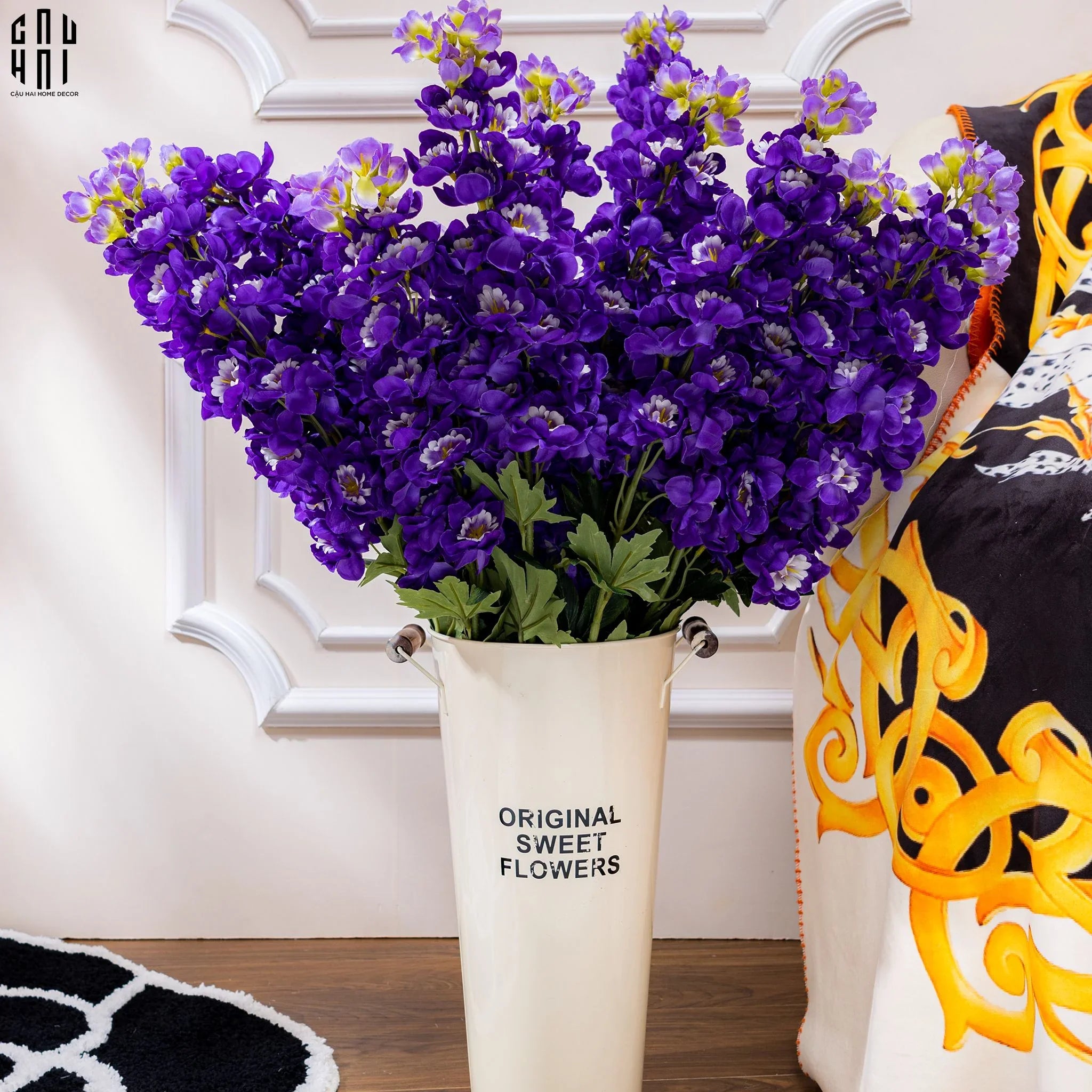 Set 2 Cành Hoa Phi Yến - Delphinium - Tím-Hoa Lụa-CẬU HAI HOME DECOR