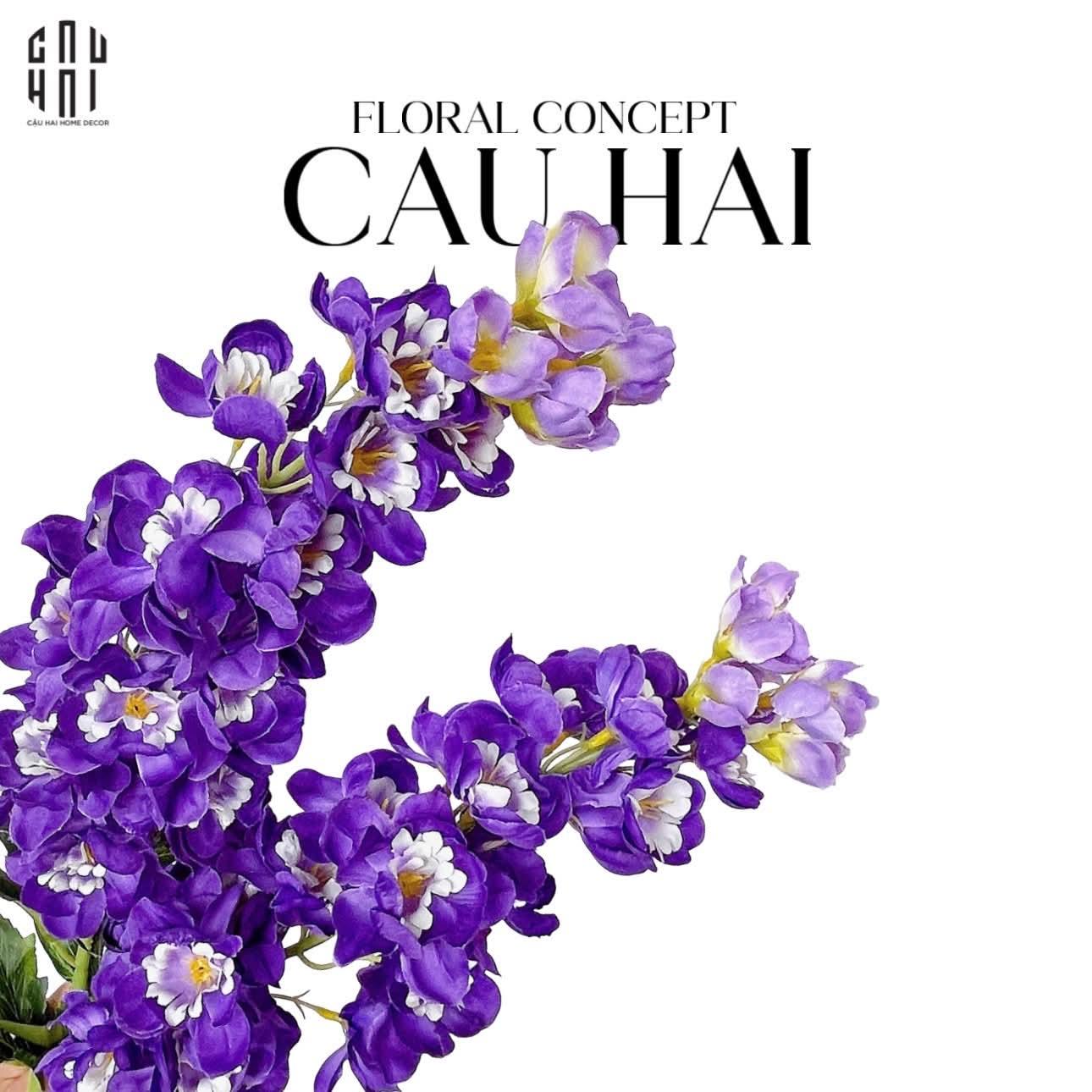Set 2 Cành Hoa Phi Yến - Delphinium - Tím-Hoa Lụa-CẬU HAI HOME DECOR