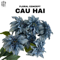 Set 2 Cành Hoa Thược Dược Dahlia - Midnight Blue-Hoa Lụa-CẬU HAI HOME DECOR