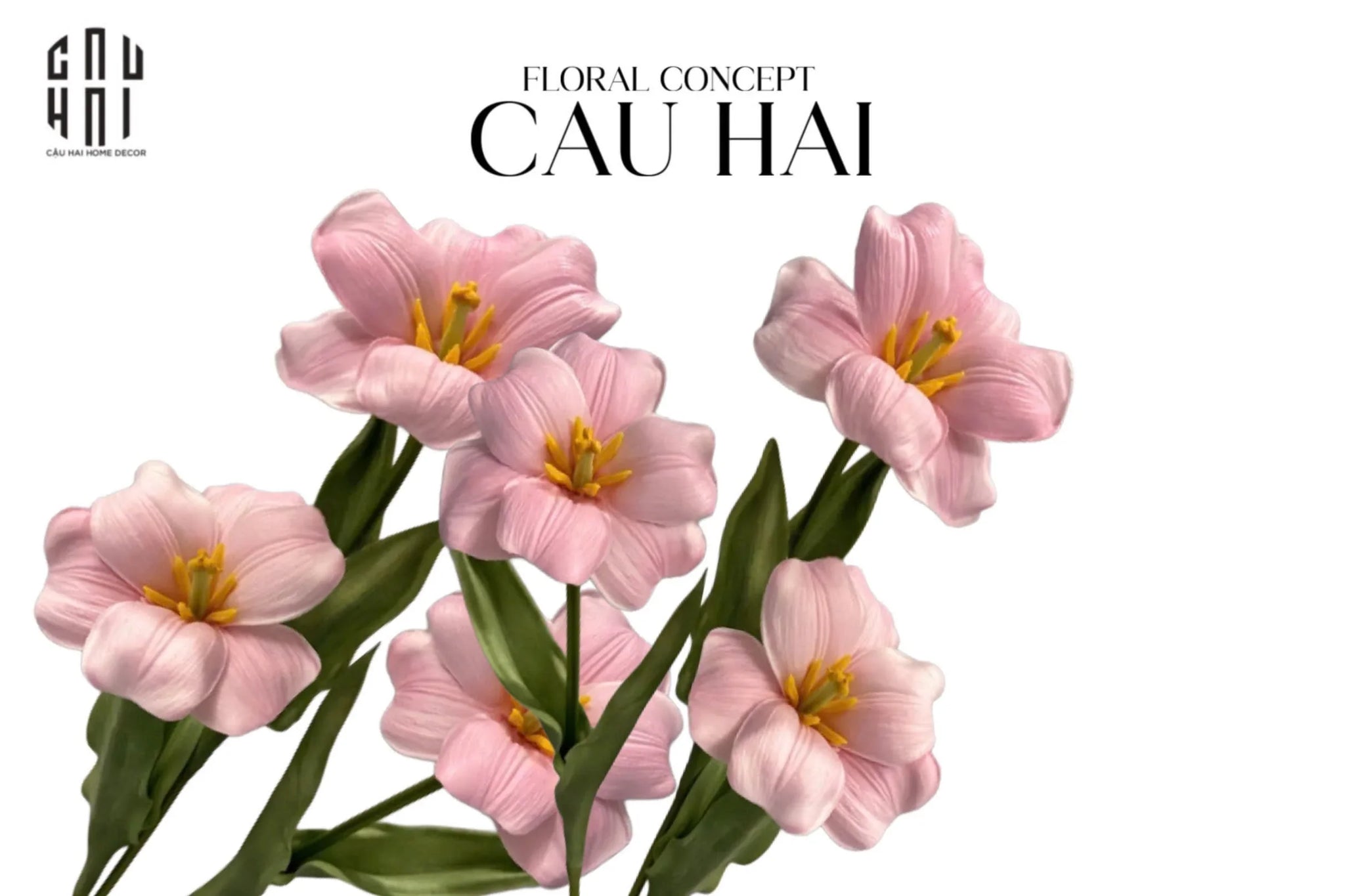 Set 2 Cành Hoa Tulip Blooming - Baby Pink-Hoa Lụa-CẬU HAI HOME DECOR