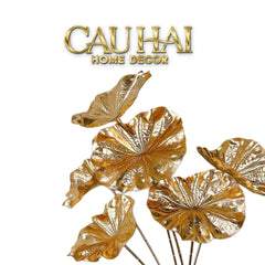 Set 2 Cành Lá Gold Kim Diệp Phú Quý – Golden Leaf Branches-Hoa Lụa-CẬU HAI HOME DECOR