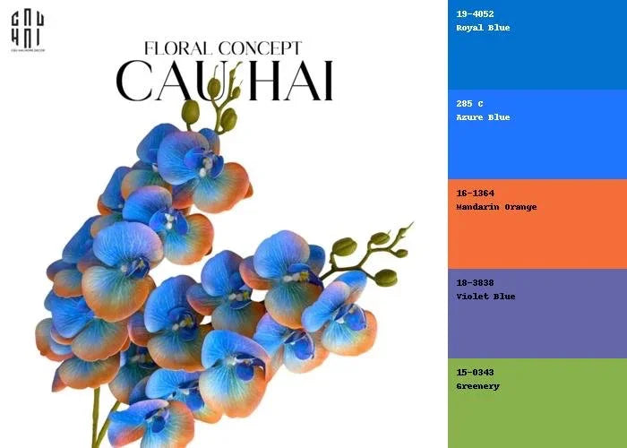 Set 2 Cành Lan Hồ Điệp - Royal Blue Mandarin-Hoa Lụa-CẬU HAI HOME DECOR