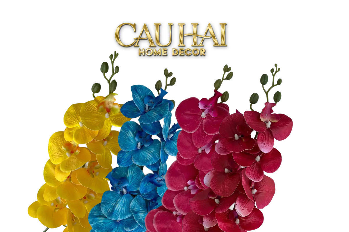 Set 2 Cành Lan Hồ Điệp Royal Phalaenopsis Orchid-Hoa Lụa-CẬU HAI HOME DECOR-CẬU HAI HOME DECOR