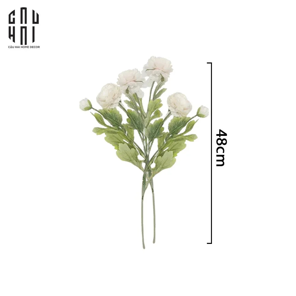 Set 2 Cành Mao Lương Ranunculus - Trắng-Hoa Lụa-CẬU HAI HOME DECOR