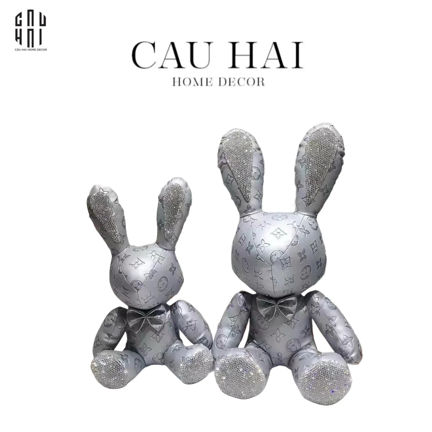 Set 2 Chú Thỏ Da Silver Louis Lucky Bunny Diamant - 28/38-TƯỢNG TRANG TRÍ-CẬU HAI HOME DECOR