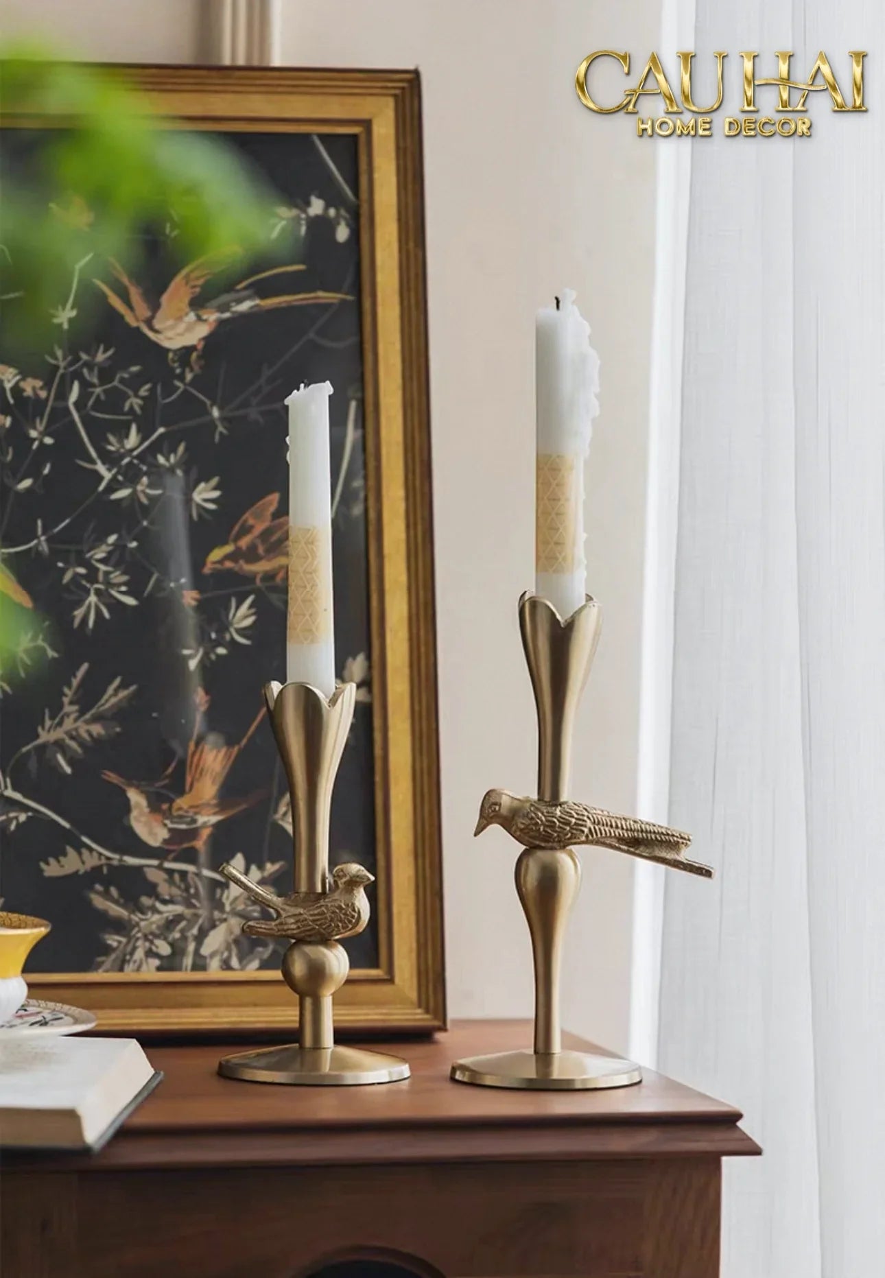 Set 2 Đế Nến Đồng Brasson Bird Harmonia Candle Holders-ĐÈN TRANG TRÍ-CẬU HAI HOME DECOR
