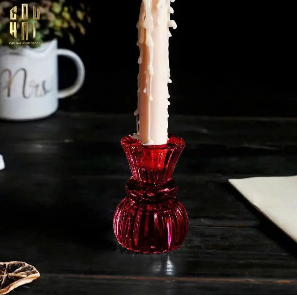 Set 2 Đế Nến Pha Lê Rouge Éclat-ĐẾ NẾN-CẬU HAI HOME DECOR