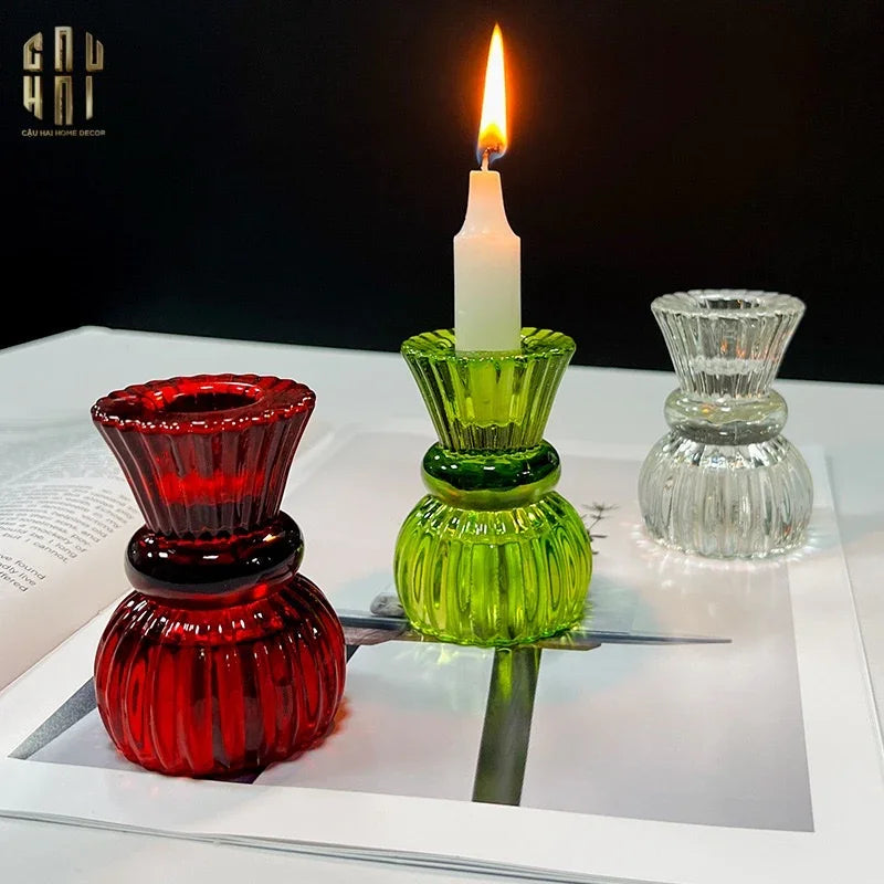 Set 2 Đế Nến Pha Lê Rouge Éclat-ĐẾ NẾN-CẬU HAI HOME DECOR