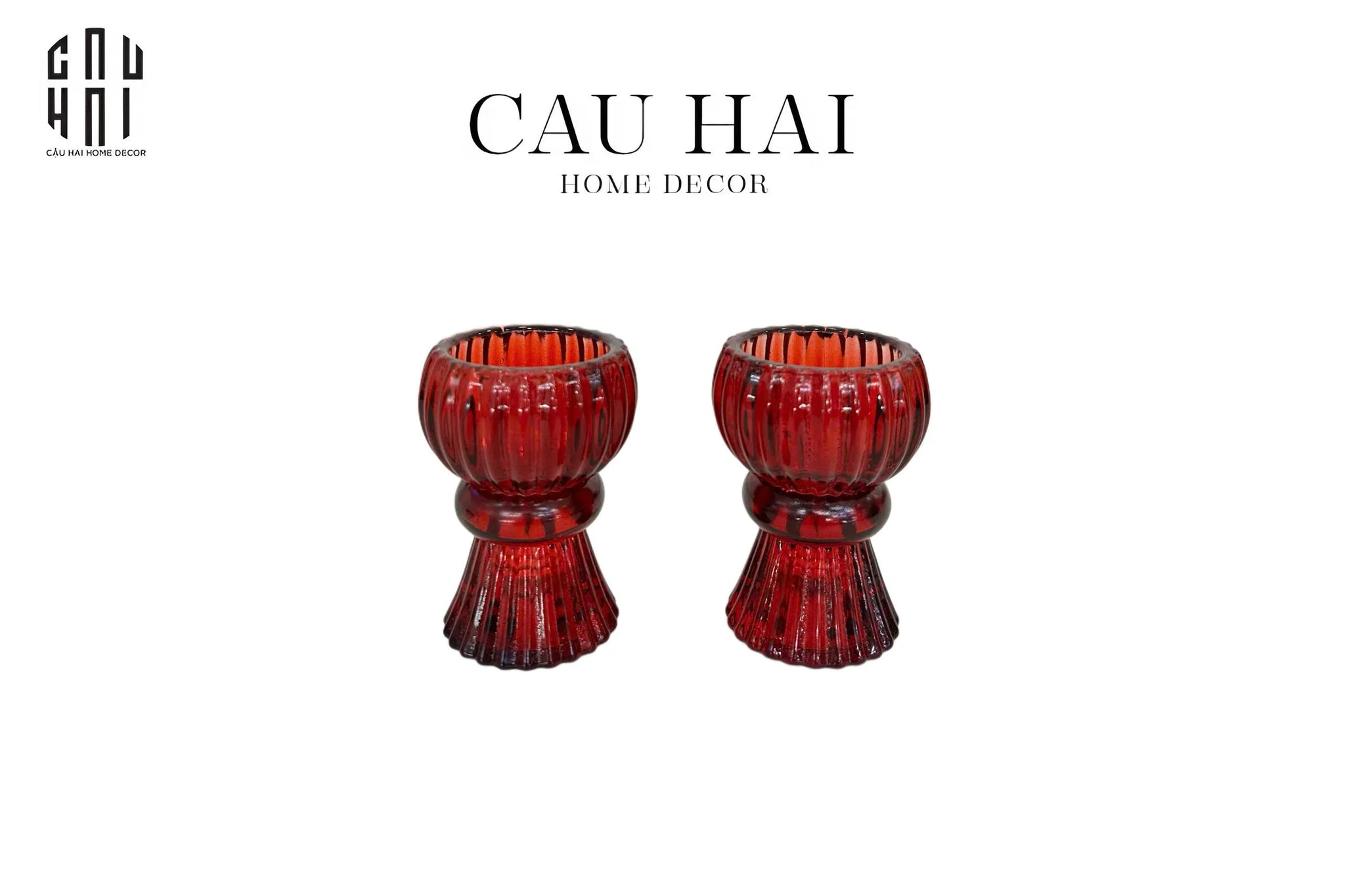 Set 2 Đế Nến Pha Lê Rouge Éclat-ĐẾ NẾN-CẬU HAI HOME DECOR