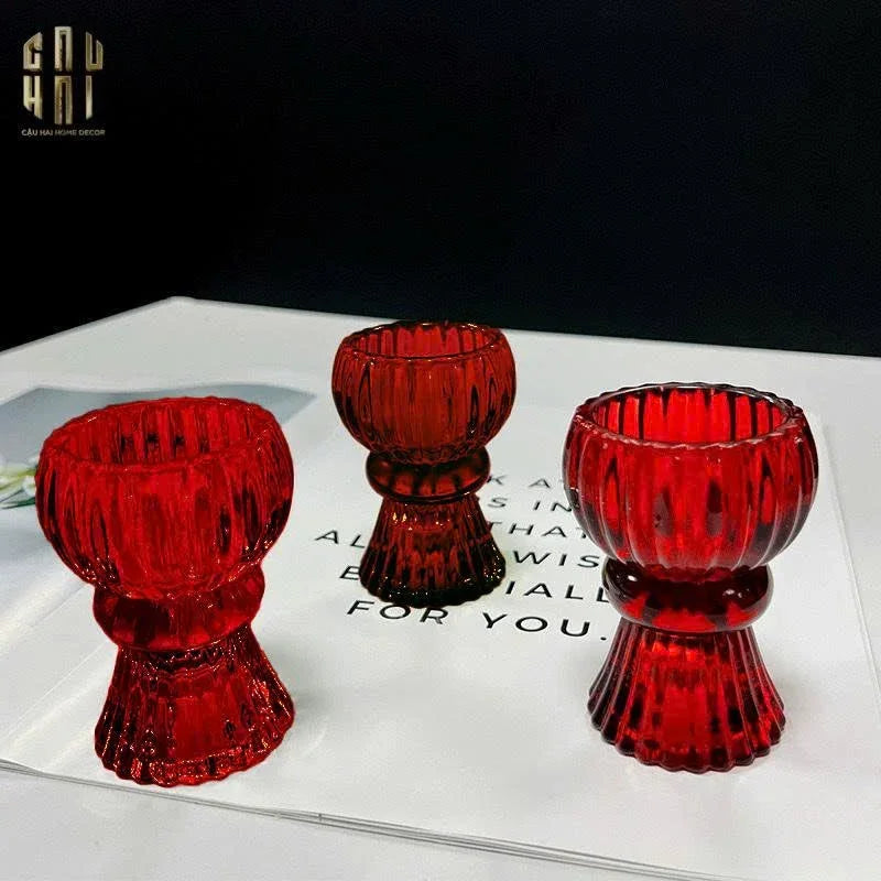Set 2 Đế Nến Pha Lê Rouge Éclat-ĐẾ NẾN-Đối tác tại Trung Quốc theo từng đơn đặt hàng-CẬU HAI HOME DECOR