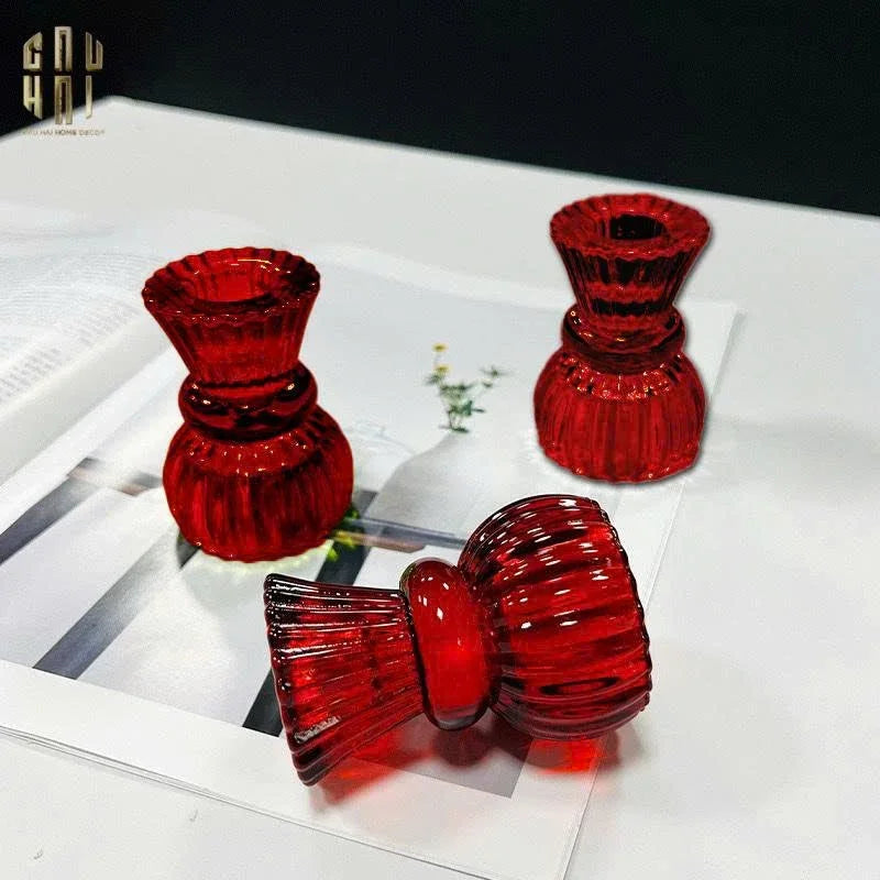 Set 2 Đế Nến Pha Lê Rouge Éclat-ĐẾ NẾN-Đối tác tại Trung Quốc theo từng đơn đặt hàng-CẬU HAI HOME DECOR