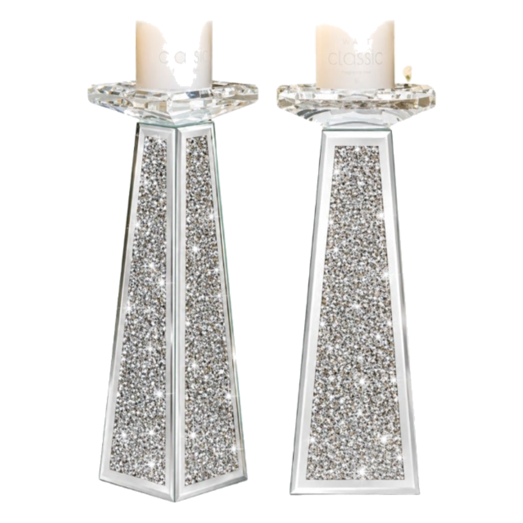 Set 2 Đế Nến Starlight Mirrored Crystal Pillar - CẬU HAI HOME DECOR
