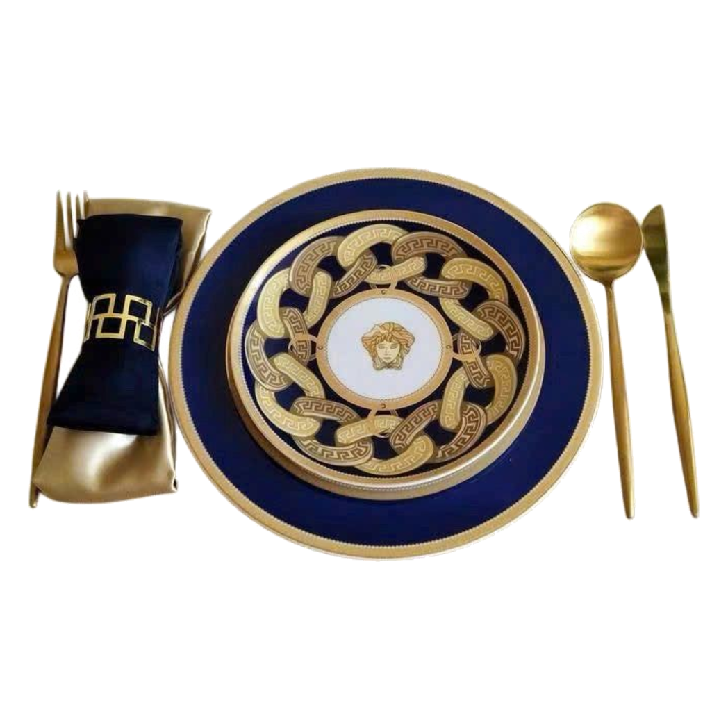 Set 2 Đĩa Dinner Gốm Sứ Medusa Chain Royale Cobalt 27/20 - Cậu Hai Home Decor