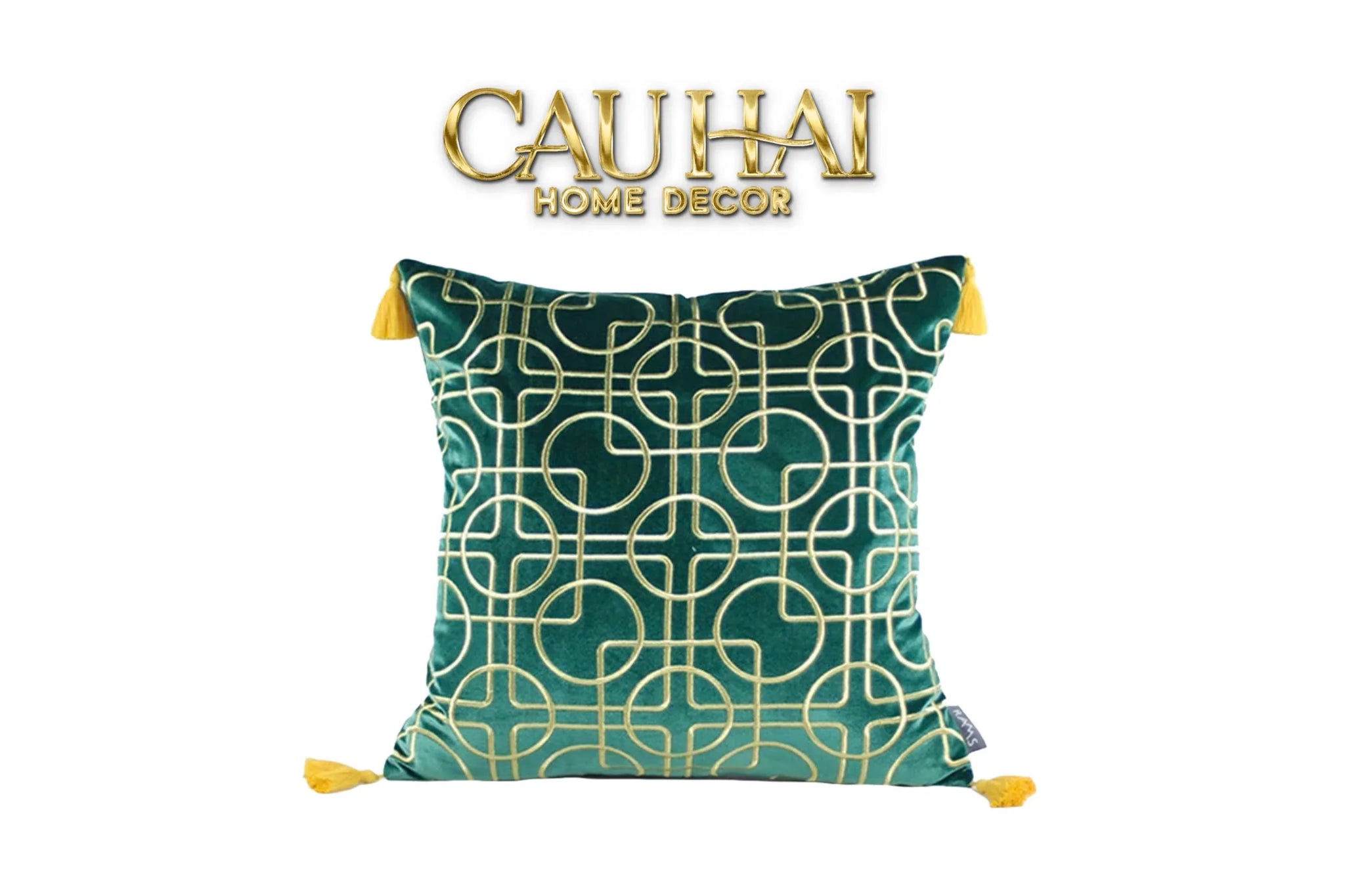 Set 2 Gối Nhung Emerald Lumina Grid 45X45/-VỎ GỐI-CẬU HAI HOME DECOR