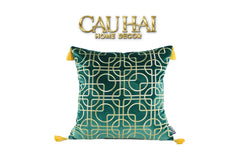 Set 2 Gối Nhung Emerald Lumina Grid 45X45/-VỎ GỐI-CẬU HAI HOME DECOR