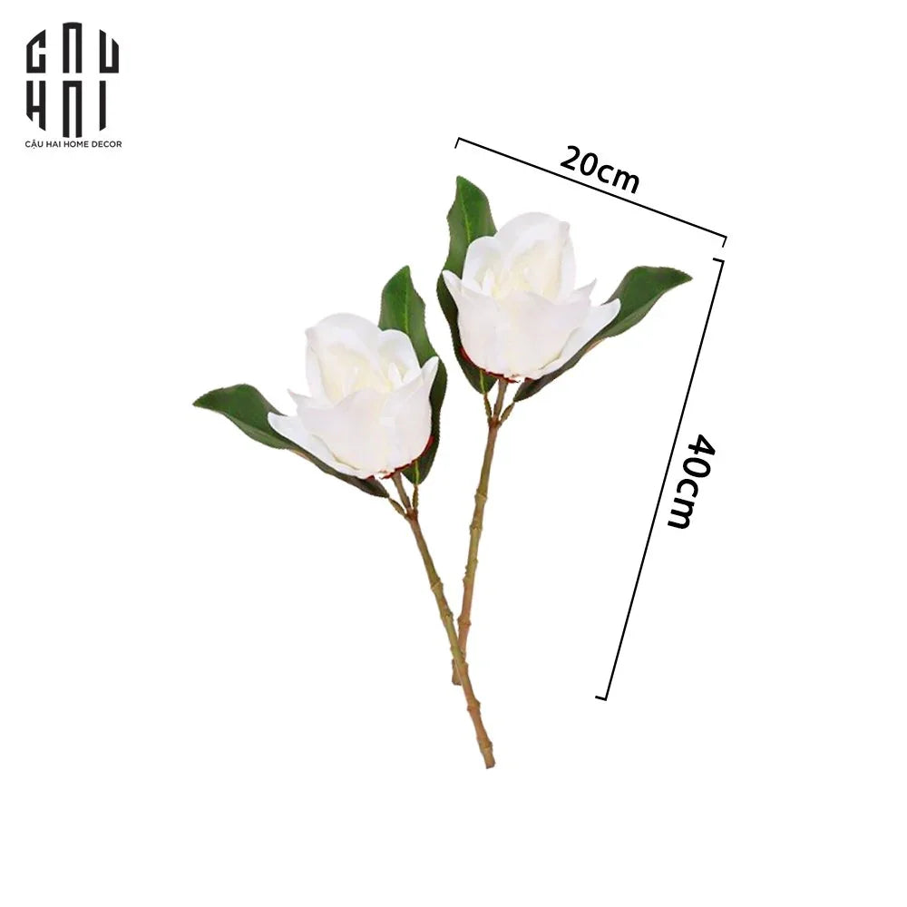 Set 2 Hoa Mộc Lan Trắng - Magnolia Grandiflora-TƯỢNG TRANG TRÍ-CẬU HAI HOME DECOR