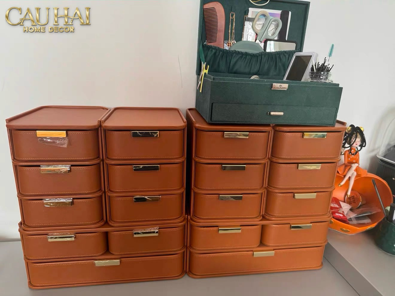 Set 2 Hộp Lưu Trữ Da Pu Alexander-CẬU HAI HOME DECOR