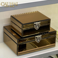 Set 2 Hộp Trang Sức Mirror Chữ Nhật Panther Argenté Bronze-HỘP TRANG SỨC-CẬU HAI HOME DECOR