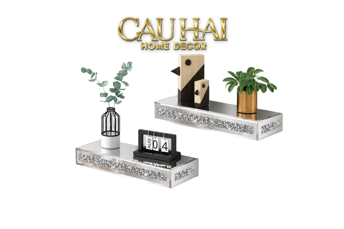 Set 2 Kệ Treo Tường Starlight Mirrored Crystal Shelf-Kệ Treo Tường-CẬU HAI HOME DECOR-CẬU HAI HOME DECOR