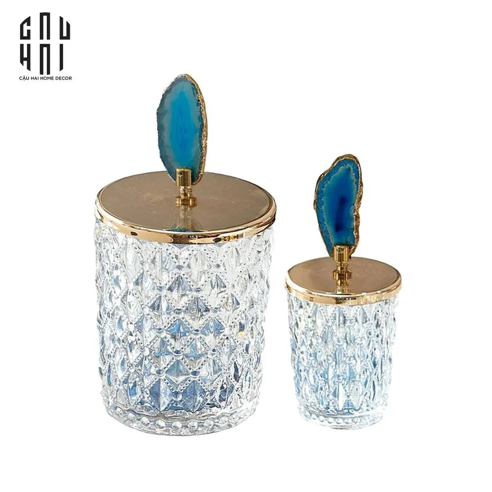 Set 2 Lọ Đá Mã Não - Quartz Ocean-HŨ TRANG TRÍ-CẬU HAI HOME DECOR