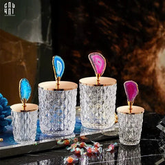 Set 2 Lọ Đá Mã Não - Quartz Pink-HŨ TRANG TRÍ-CẬU HAI HOME DECOR