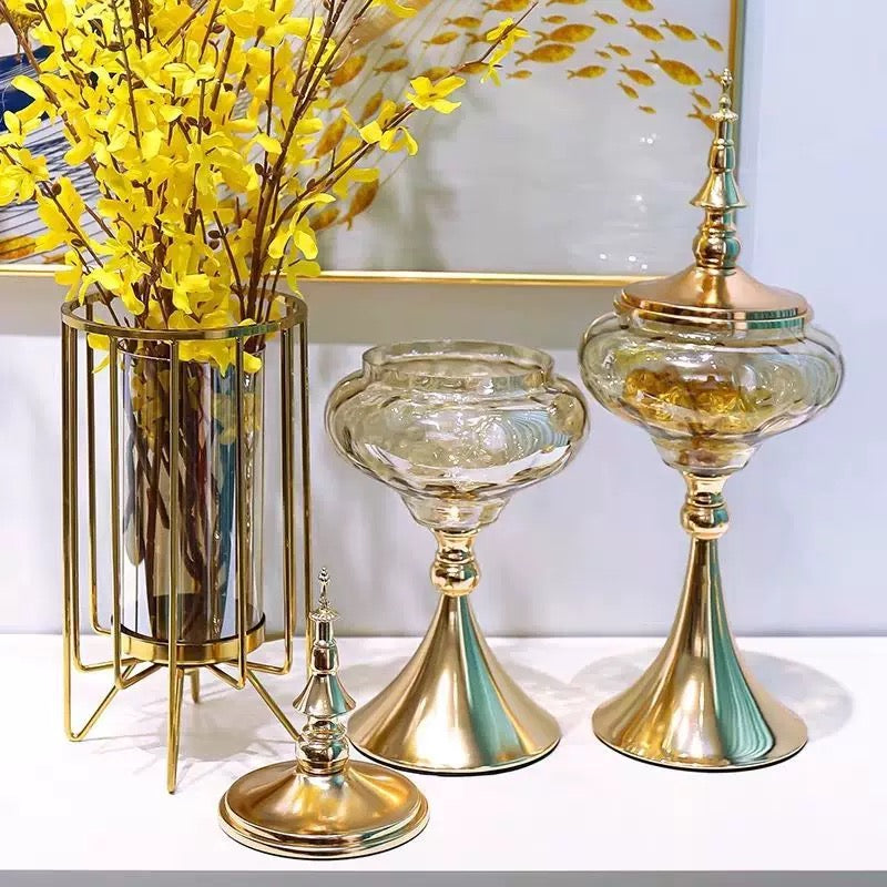 Set 2 Lọ Kẹo Imperial Crown Vessel H42/44-Lọ kẹo Canister Bonbonnière-CẬU HAI HOME DECOR