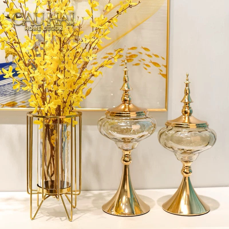 Set 2 Lọ Kẹo Imperial Crown Vessel H42/44-Lọ kẹo Canister Bonbonnière-CẬU HAI HOME DECOR