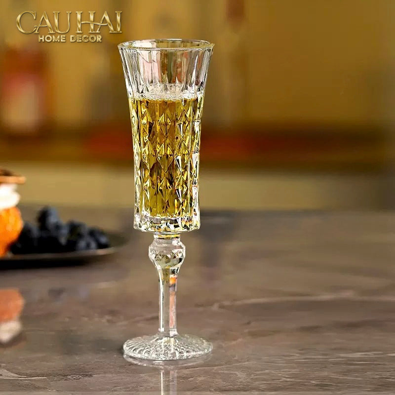 Set 2 Ly Champagne Cristalleries Faceted 120ml-CẬU HAI HOME DECOR-CẬU HAI HOME DECOR