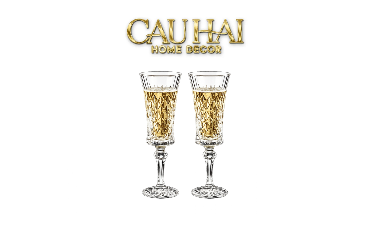 Set 2 Ly Champagne Cristalleries Faceted 120ml-CẬU HAI HOME DECOR-CẬU HAI HOME DECOR