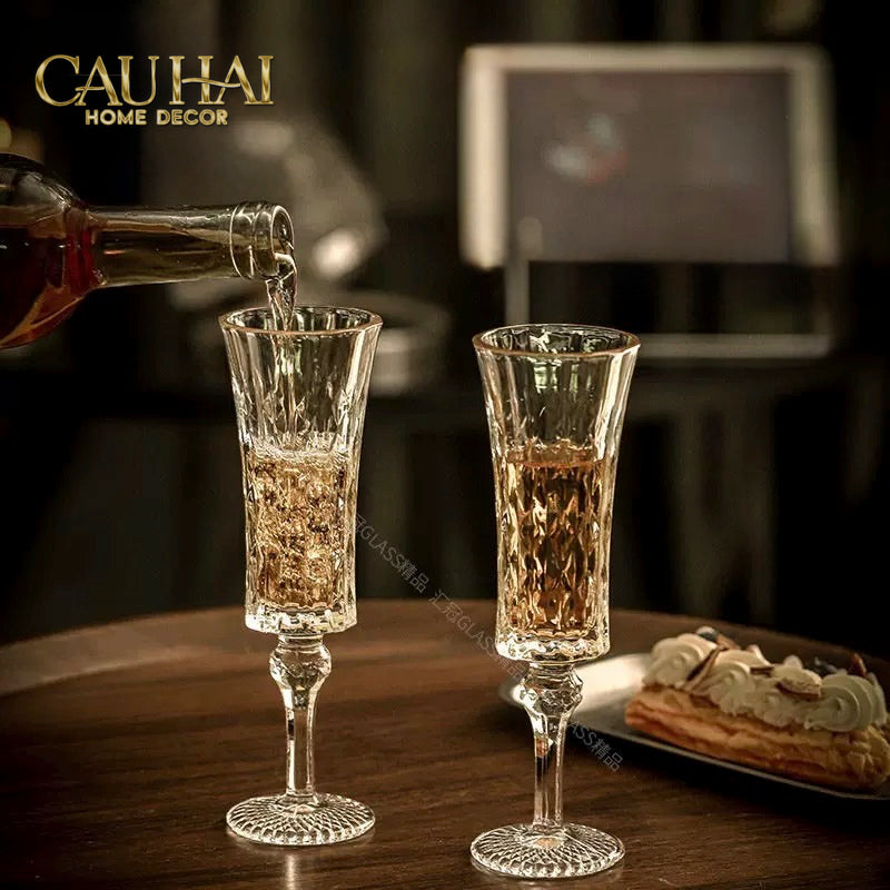 Set 2 Ly Champagne Cristalleries Faceted 120ml-CẬU HAI HOME DECOR-CẬU HAI HOME DECOR