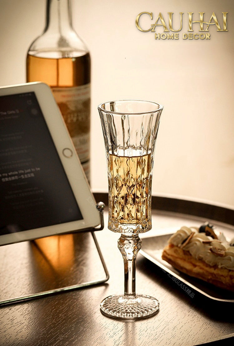 Set 2 Ly Champagne Cristalleries Faceted 120ml-CẬU HAI HOME DECOR-CẬU HAI HOME DECOR