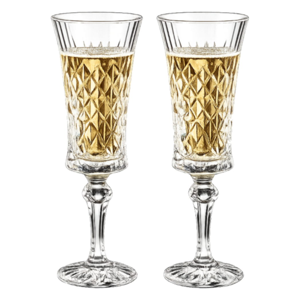Set 2 Ly Champagne Cristalleries Faceted 120ml - Cậu Hai Home Decor