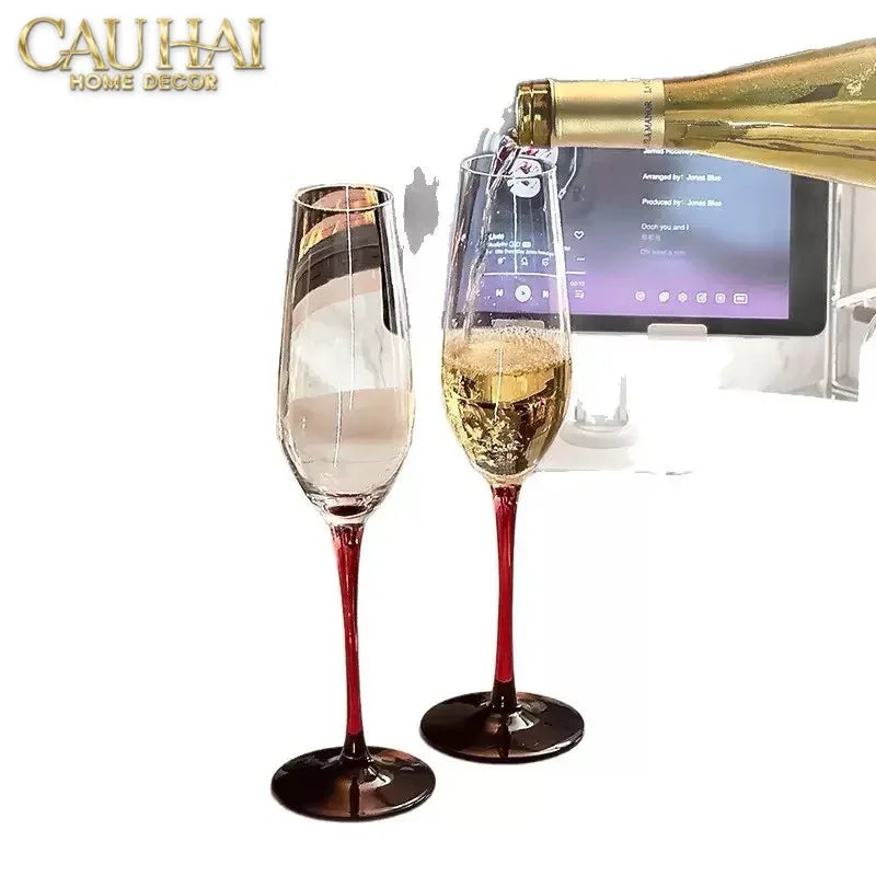 Set 2 Ly Champane Flute Sparkle Sparkling Glasses 240ml 4.2x26x7.1-CẬU HAI HOME DECOR