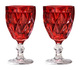 Set 2 Ly Cocktail Thuỷ Tinh Diamond Facetté Goblet - Ruby Red 8.6x16.8 300Ml-LY THỦY TINH-Đối tác tại Trung Quốc theo từng đơn đặt hàng-CẬU HAI HOME DECOR
