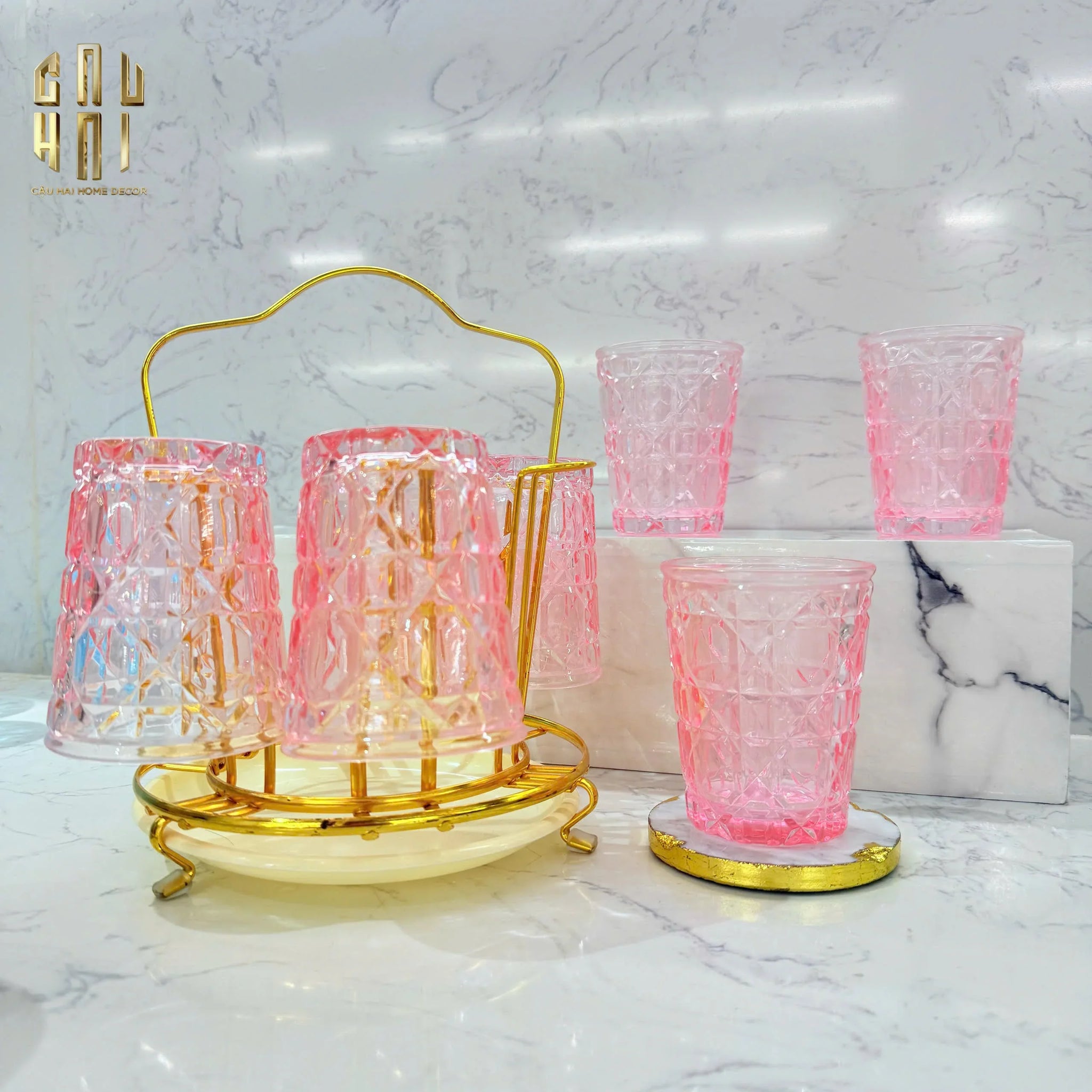 Set 2 Ly Cocktails Thuỷ Tinh D.O Full Box - Quartz Rosé 310Ml-LY THỦY TINH-CẬU HAI HOME DECOR